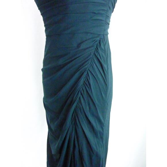 NWT Azazie Pine Sheath Square Neckline Pleated Stretch Chiffon Convertible Dress - Picture 5 of 8